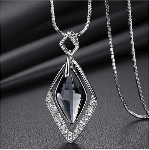 Damen Halskette mit Anhänger Silber lange Kette 75cm Modeschmuck Collier Schmuck - Bild 7 von 10
