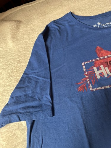 Hurley 100% Cotton T SHIRT MENS SIZE XL Royal Blue w Polynesian Flowers - Picture 5 of 14