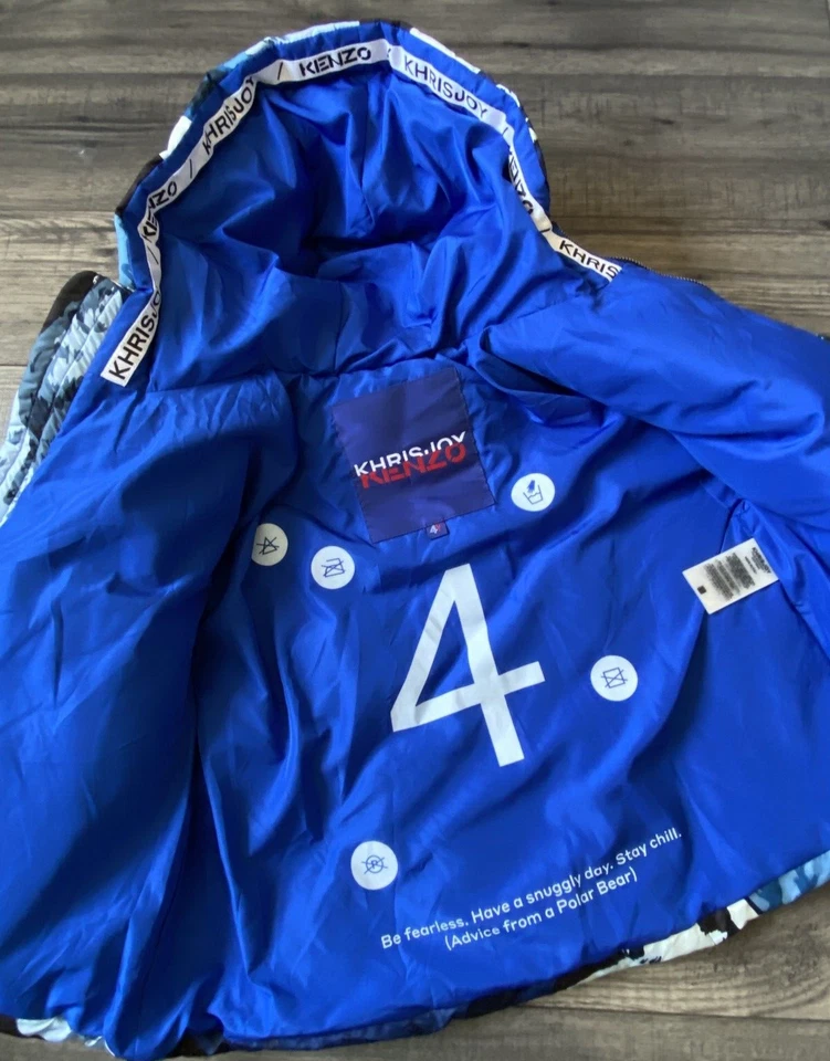 KENZO x KHRISJOY Abajo Y Pluma Capucha Chaqueta Acolchada Edad 4-6 Años En Italy - Imagen 3 de 4