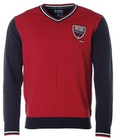 Kitaro Herren Pullover Strick V-Ausschnitt -Race Series- Navy/Red M K7642