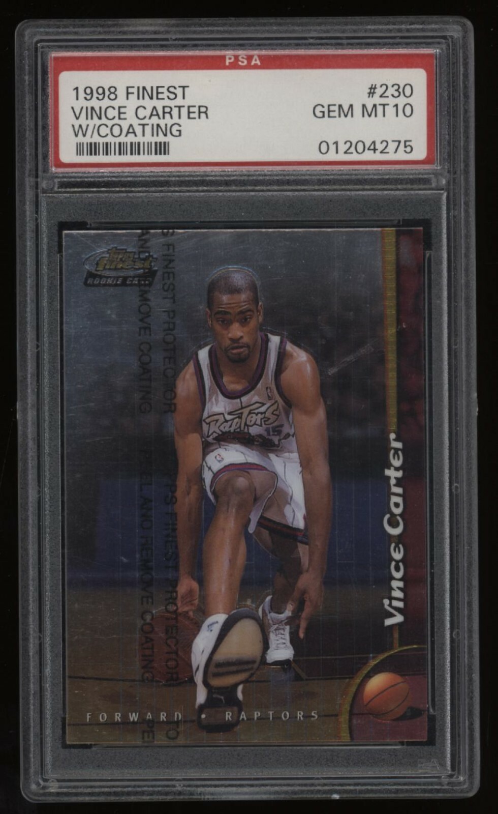 1998-99 Vince Carter PSA 10 Topps Finest Rookie Rc #230 *NICE* W/Coating INVEST