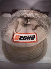 Vintage ECHO Patch Hat, Grey, Orange, White Blue, 80's Cap