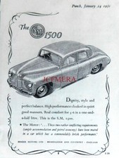 SINGER 'S/M 1500' Saloon Motor Car ADVERT #2 Small Vintage 1951 Print 670/205
