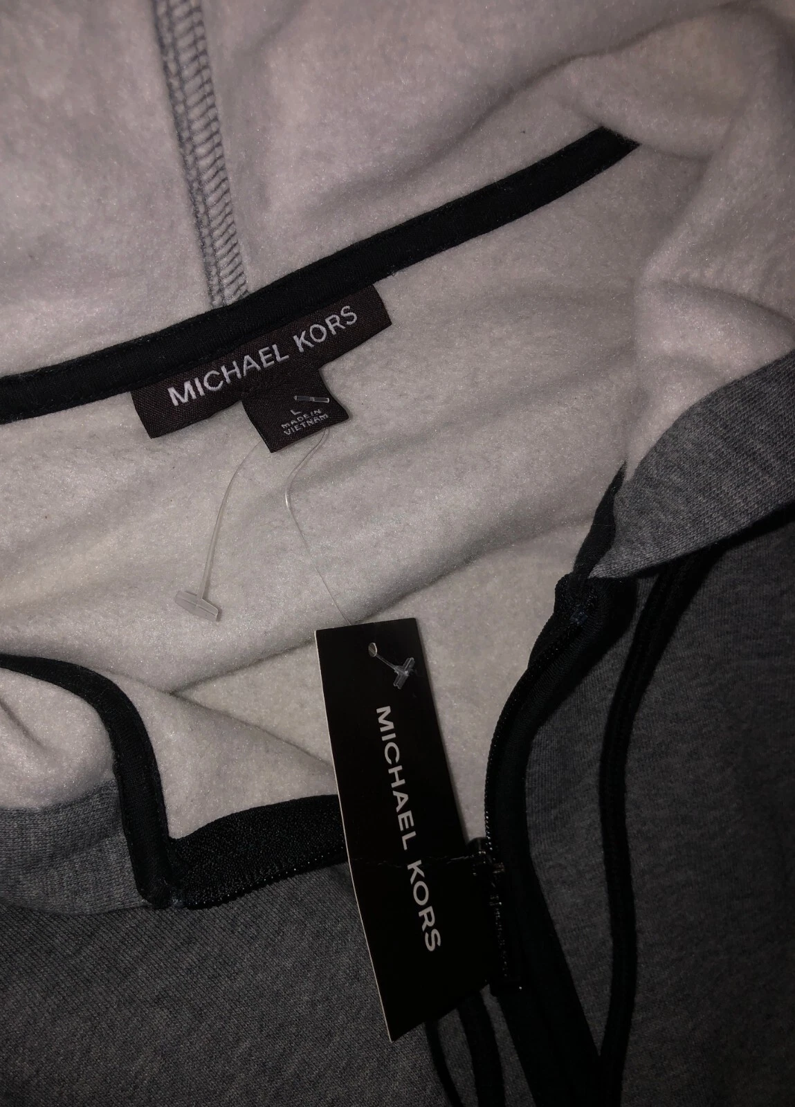 Felpa donna MICHAEL KORS grigia con cappuccio e zip nuova grande