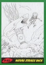 Mars Attacks The Revenge Green Pencil Art Base Card P-45 Nature Strikes Back