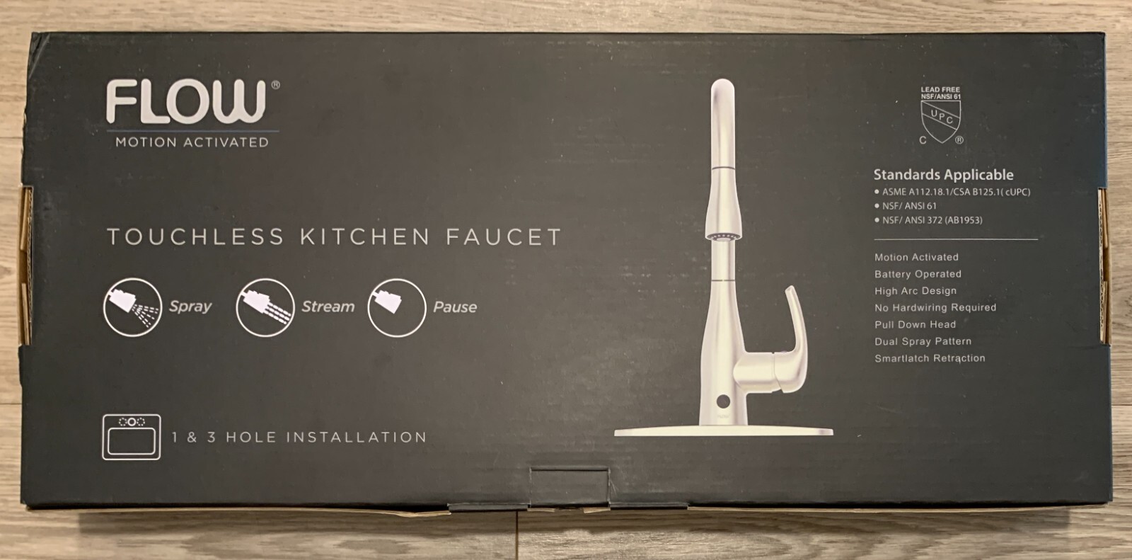 FLOW Motion Activated Single-Handle Pull-Down Spring Neck Sprayer Kitchen Faucet