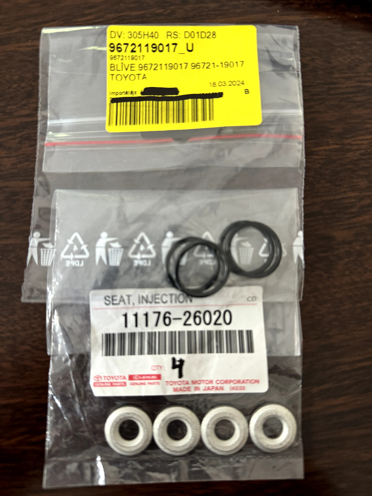 Injector Nozzle Washer Injection Seal O-Ring Set Toyota 96721-19017 ,11176-26020