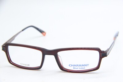 NEW CHARMANT BLUE LABEL CH 10527 WI WINE GUNMETAL AUTHENTIC EYEGLASSES 50-17