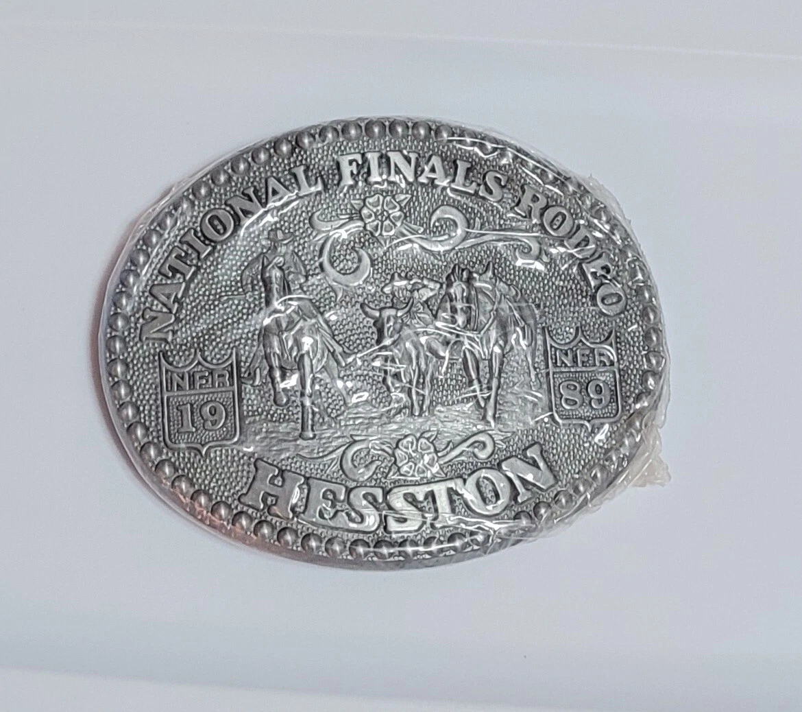 Boucle De Ceinture Vintage Hesston Rodeo 1989 - Métal - Édition NFR - Finales Nationales
