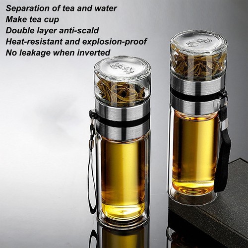 Portable Double Wall Glass Tea Infuser Home And Travel Water Separation Bottle - Picture 5 of 15