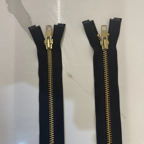Lot Of 2 Black Medium Weight Jacket Zipper YKK Brass Separating 30 Inches