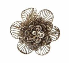 Pre Owned Mexican Sterling Silver Filigree Flower Ring