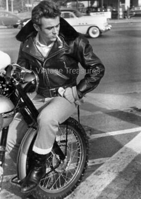 James Dean Smoking Cigarette on his Motorcycle Photo Print Poster