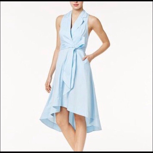 powder blue summer dress Ruffled Lace-Up A-Line Mini Dress in Powder Blue - 10 main image 0