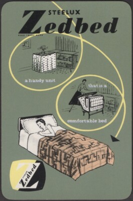 Spielkarten Einzelkarte alt Vintage * ZEDBED * Bett Werbung MÄDCHEN SCHLAFEND B