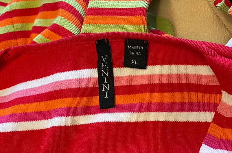 Cárdigan Venini XL Multicolor Rayas Botón Delantero Manga Larga Rayón Mezcla Nailon Foto 3 de 4