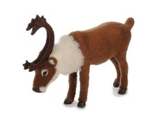 Rentier/Hirsch Elch aus Kunstfell, H&ouml;he 13 cm, L&auml;nge 16 cm  Weihnachten Krippen
