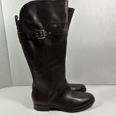 Marc Fisher Medium Classic Dark Brown Leather Tall Riding
