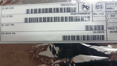 328 X MICROCHIP 24LC00/SN EEPROM Serial-I2C 128-bit 16 x 8 3.3V/5V 8-Pin