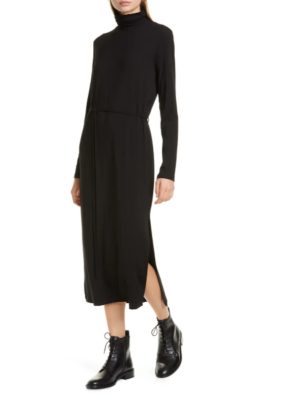 vince long sleeve turtleneck dress Vince Turtleneck Midi Dress Small / Black