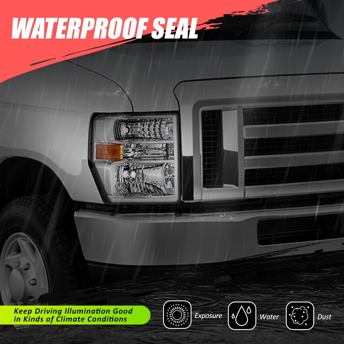 OE Style Chrome/Clear Headlight for Ford E150-E750 Super Duty 08-21 Right Side