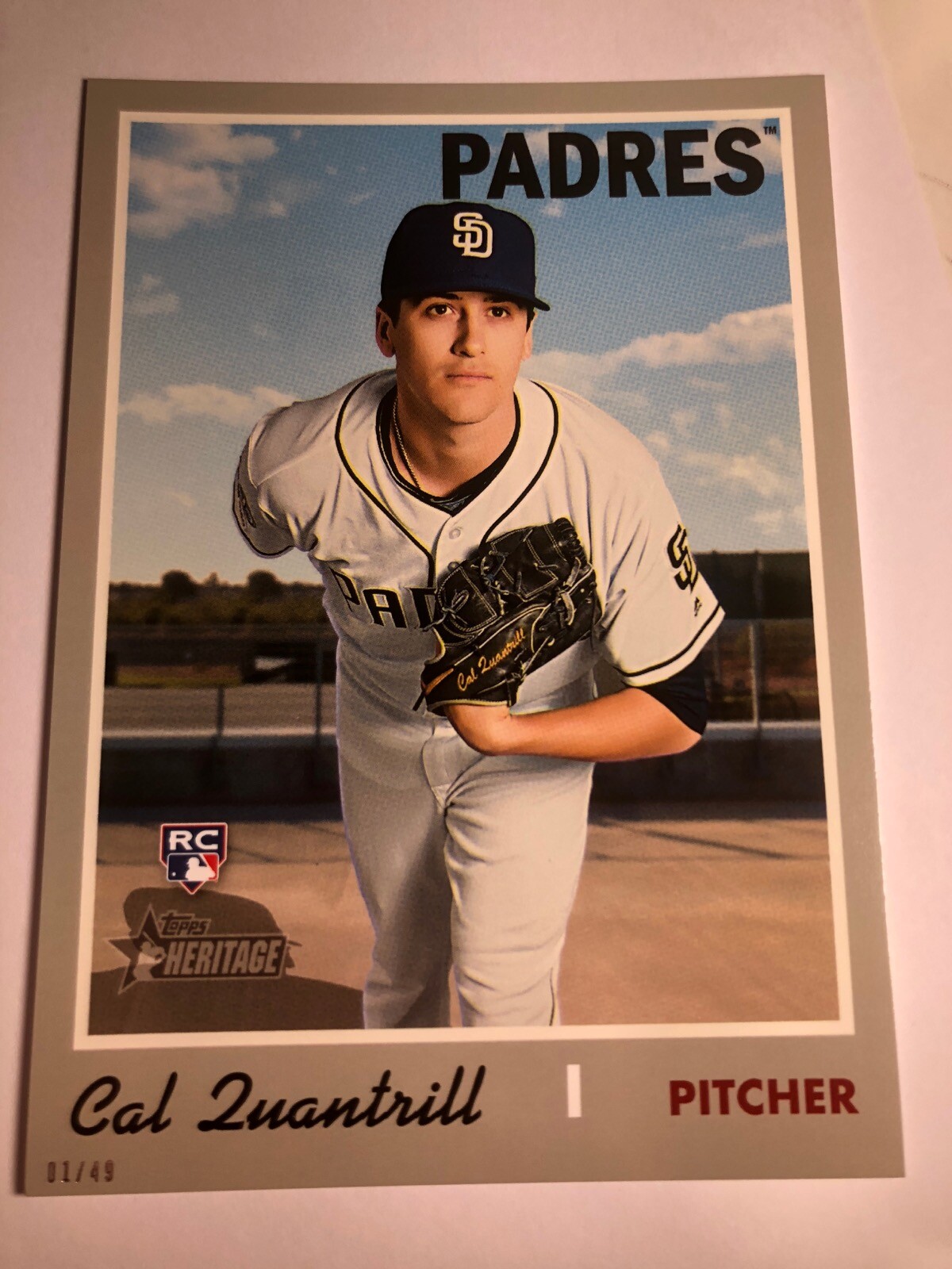 2019 Heritage High Number 5x7 Jumbo Cal Quantrill Padres RC 613 01/49