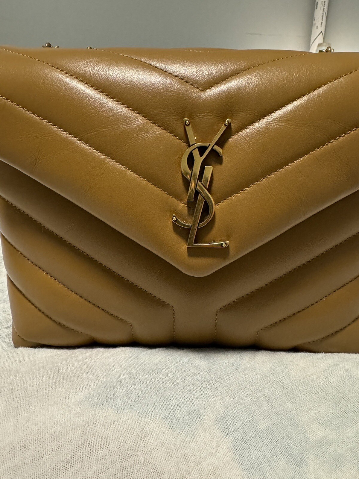 SAINT LAURENT YSL small loulou lambskin bag in dark beige AUTHENTIC
