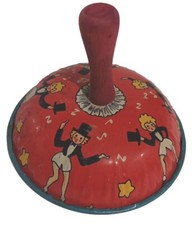 Kirchhof Tin Noise Maker Life of the Party Bell Chorus Line Dancers Wood Handle