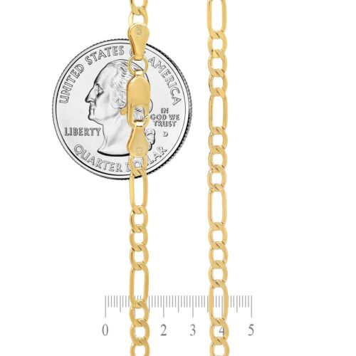 Real 14k Yellow Gold Figaro Link Chain 2.5mm-4.5mm Necklace Size-16"-30" Hollow - Picture 3 of 4