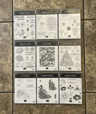 Lot x9 Stampin Up Stamp Set Floral Flowers Garden Trees Plants
