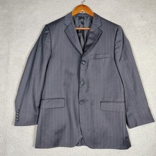 Burberry London Blazer Mens 40 Navy Pinstripe 100 Wool Three-Button Suit Jacket