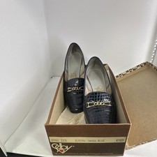 Selby Electra Embossed Blue Leather Loafer Vintage Women's Size 6.5B 3090 103