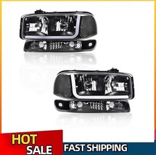 For 99-07 Gmc Sierra 1500 2500 3500 Led Drl Blackclear Headlightsbumper Lamps
