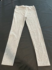 Women s Gray Solid Ankle Leggings XL Cotton Poly Spandex Elastic Waist Knit