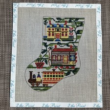 Handpainted Needlepoint Canvas Train Stocking Must Read Description