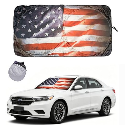 Universal American Flag Windshield Sun Shade Block 99% UV Cover Car Sun Shield