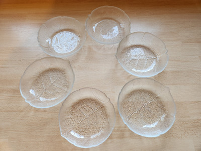 6 x Glasschale Dessert Luminarc Arcoroc Aspen Glas * Blattmotiv * ca 14 cm h 3,2