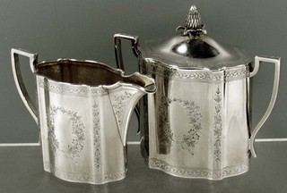 Haddock Lincoln & Foss Silver Tea Set c1860 HAND DECORATED