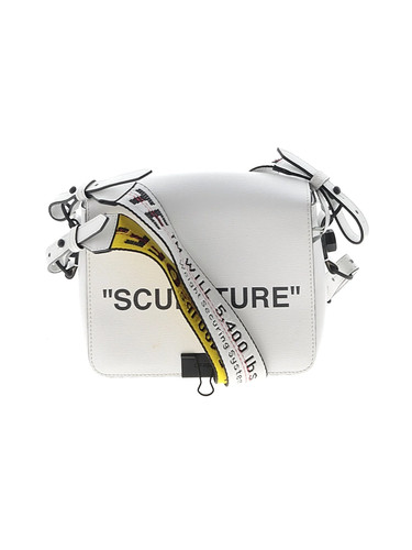 OFF-WHITE Women White Leather Binder Clip Crossbody Bag One Size