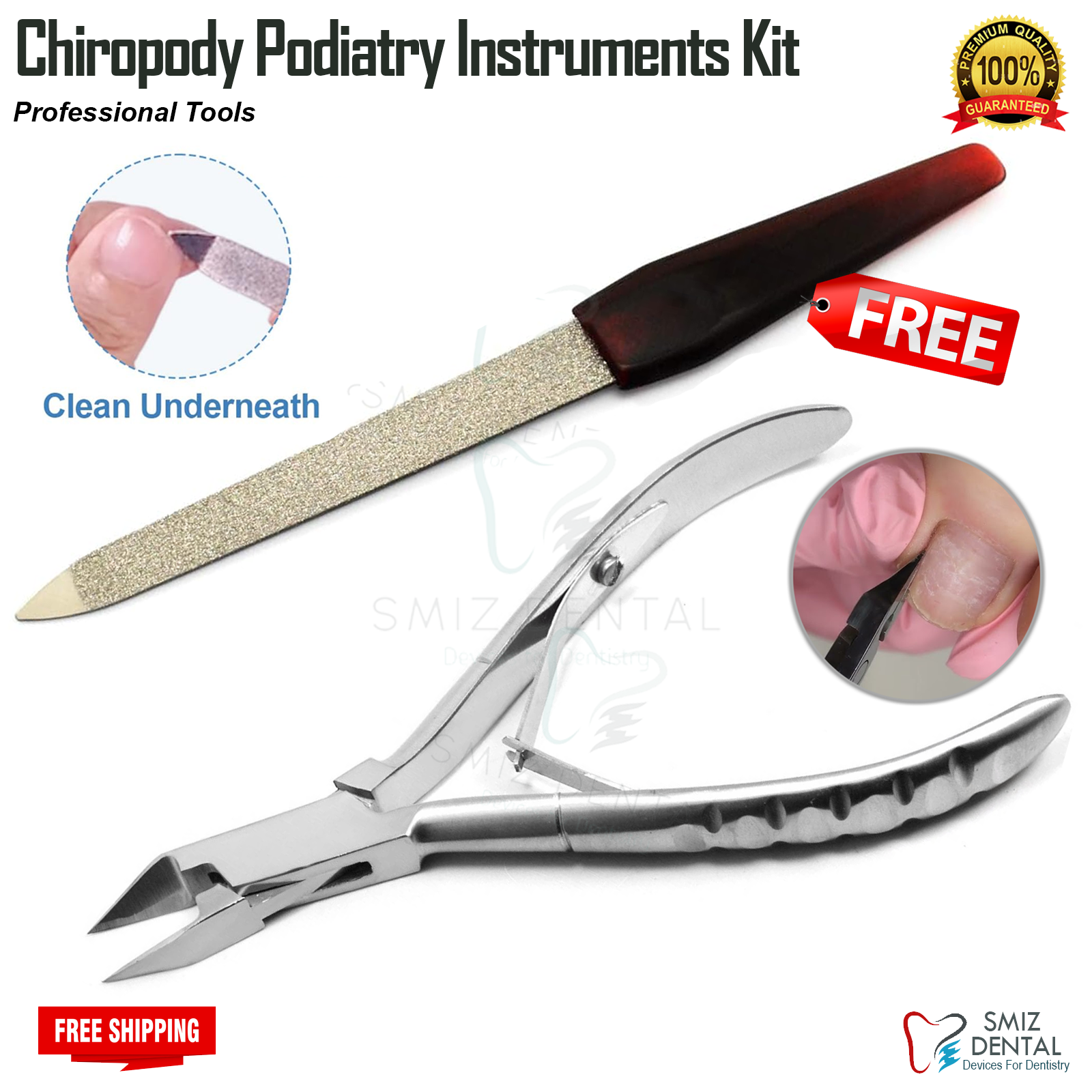 Heavy Duty Ingrown Toenail Cutter Clipper Chiropody Podiatry Nail File Free