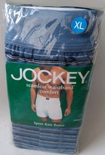 Vintage 2000 Jockey Seamless Waistband Sport Knit Boxer Blue Stripe Sz XL 40-42