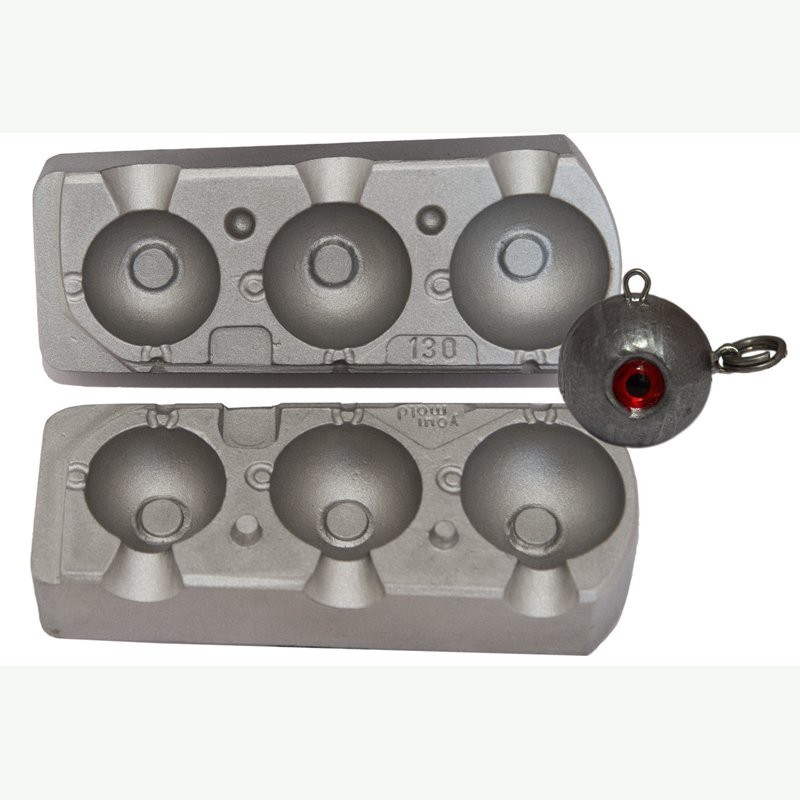 Moule à plombs boule tête fireball 110-140-170 grs double attache moule plomb pêche