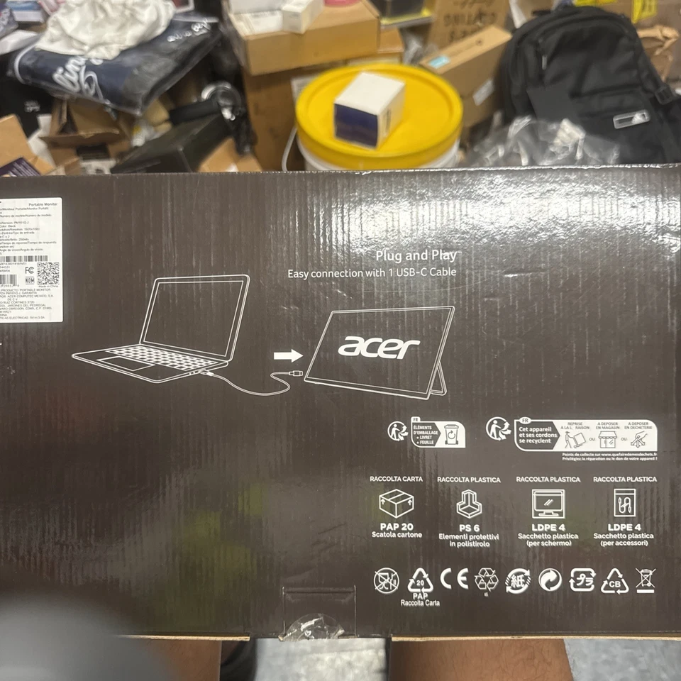 Acer PM1 15.6" FHD IPS 1080p Portable Monitor 60Hz 5ms USB-C Mini-HDMI PM161Q - Image 2 of 2