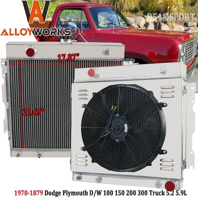 2Row Radiator Shroud For 70-79 Dodge Plymouth D/W 100 150 200 300 Truck 5.2 5.9L