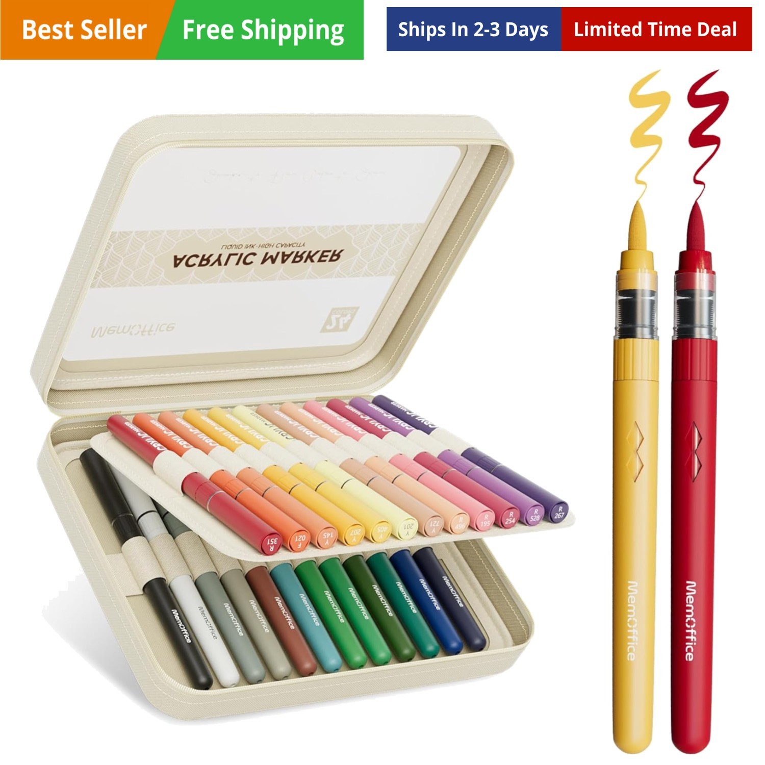 Direct Liquid Acrylic Paint Markers, 24 Colors Brush Tip Pen