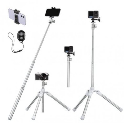 K&F Concepts E224A3+BH-18 Silver Versatile Selfie Stick, Desk Stand, Tripod 67''