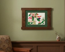 Arts & Crafts Mission Oak Framed Art with Vibrant Fuchsia Walnut finish