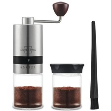 SILBERTHAL Kaffeemühle Handmühle Kaffeebereiter Edelstahl Glas Kegelmahlwerk742