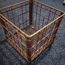 Antique GRANTS DAIRY heavy STEEL Wire Milk bottle Crate Basket