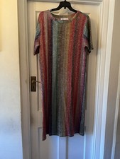 Zara Multicoloured Striped Sequin T-Shirt Style Midi Dress,Med